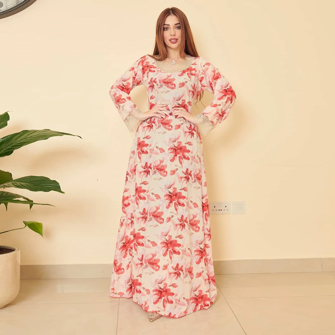 

Wepbel Дубай Abaya бриллиант стрейч сетка длинное платье женская одежда Рамадан Caftan Djellaba халат с длинным рукавом Кафтан