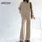 Женский трикотажный спортивный костюм Genayooa, комплект из двух предметов: Топ с длинным рукавом и штаны, верхняя одежда в Корейском стиле, зима