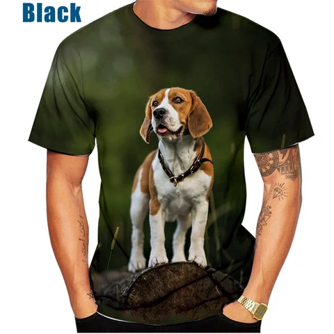 Футболка с 3D-принтом, модная повседневная Уличная рубашка с коротким рукавом, с рисунком животных, собак, Бигля, XS ~ 5XL