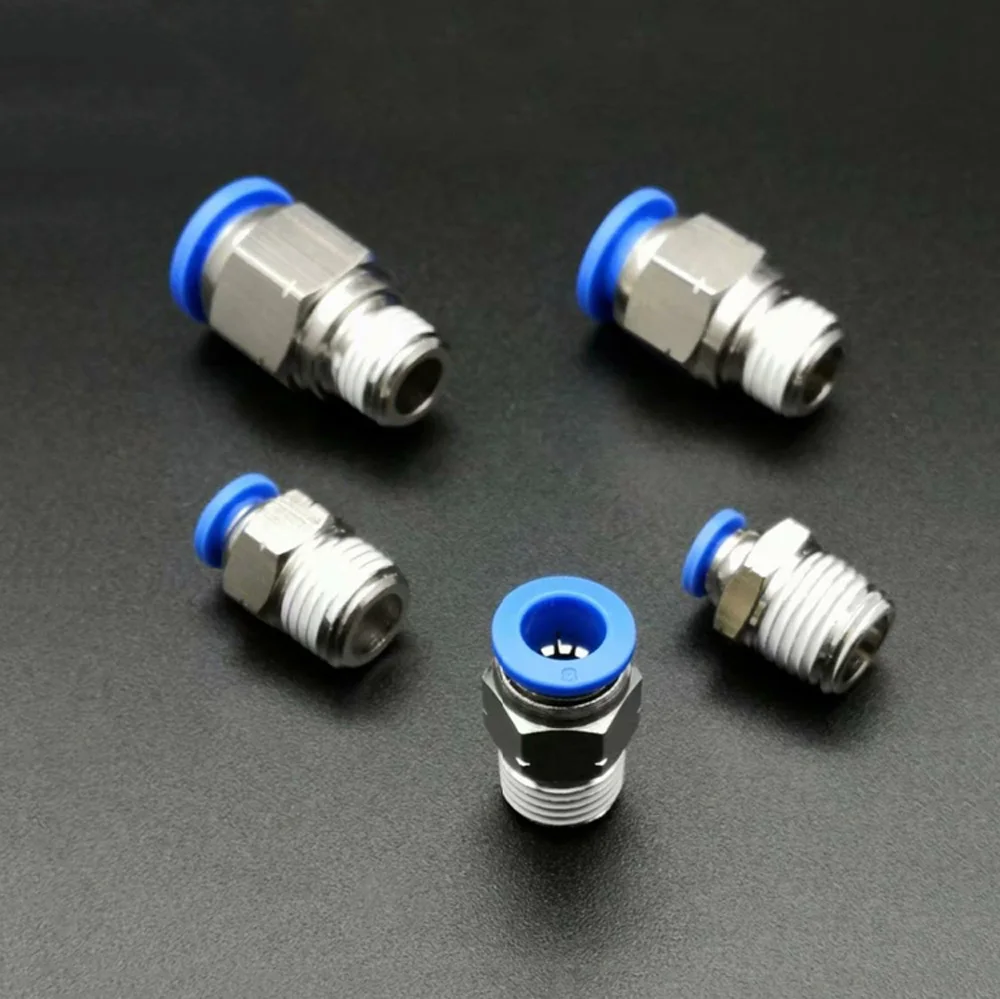 1/8" 1/4" 3/8" 1/2" NPT Male x Fit 4 6 8 10 12mm OD Tube Pneumatic Air Fittings Push In Fit Connector
