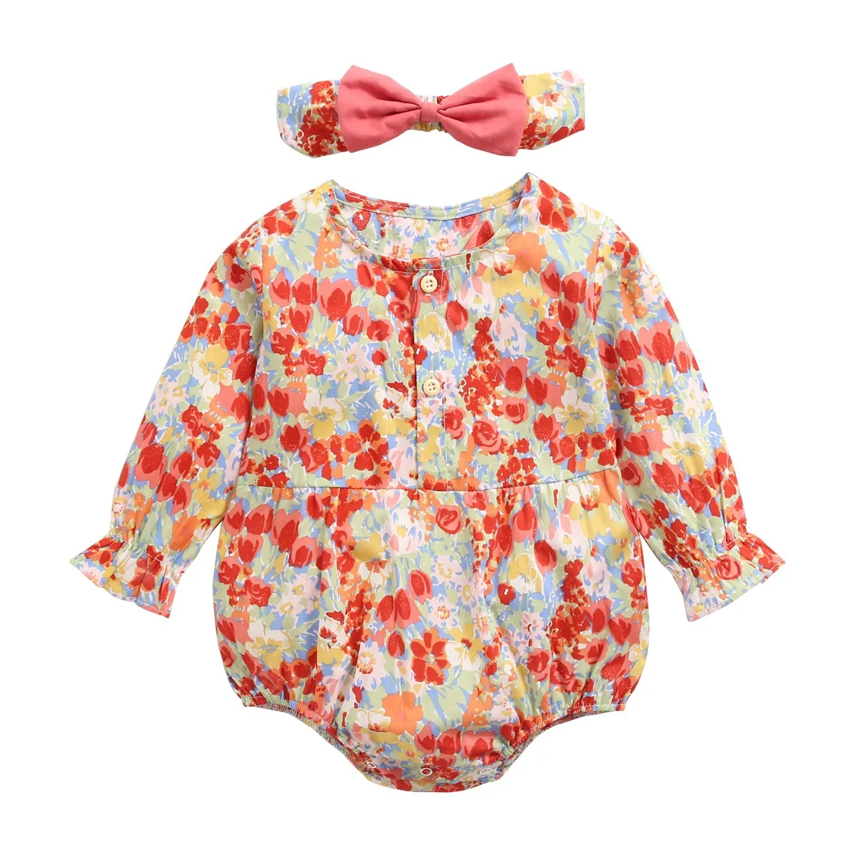 

0-3T Flower Baby Girl Romper Elegant Princess Jumpsuit Newborn Kid Clothes Long Sleeve Floral Clothing Cute Sweet Outfit
