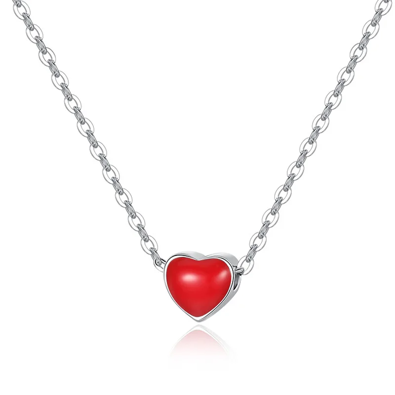 

925 Sterling Silver Clavicle Chain Heart Charm Pendent Choker Necklace For Women Girls Wedding Party Jewelry Bijoux dz475