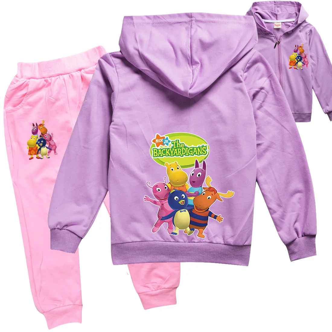 Комплект детской повседневной одежды с капюшоном на молнии и штанами |