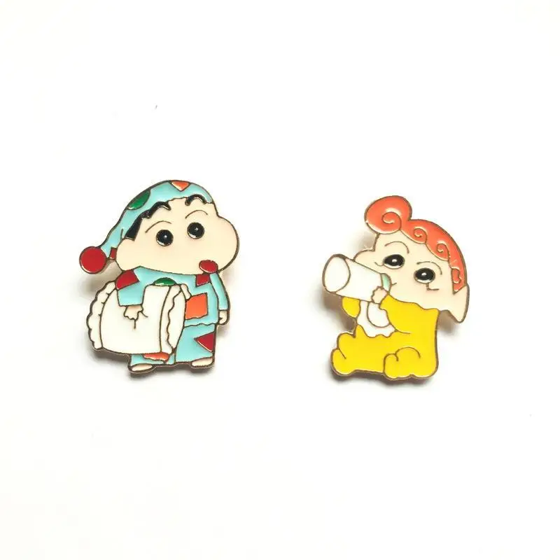 

SALeeee Japanese anime cute cartoon Crayon metal pin badge brooch accessories