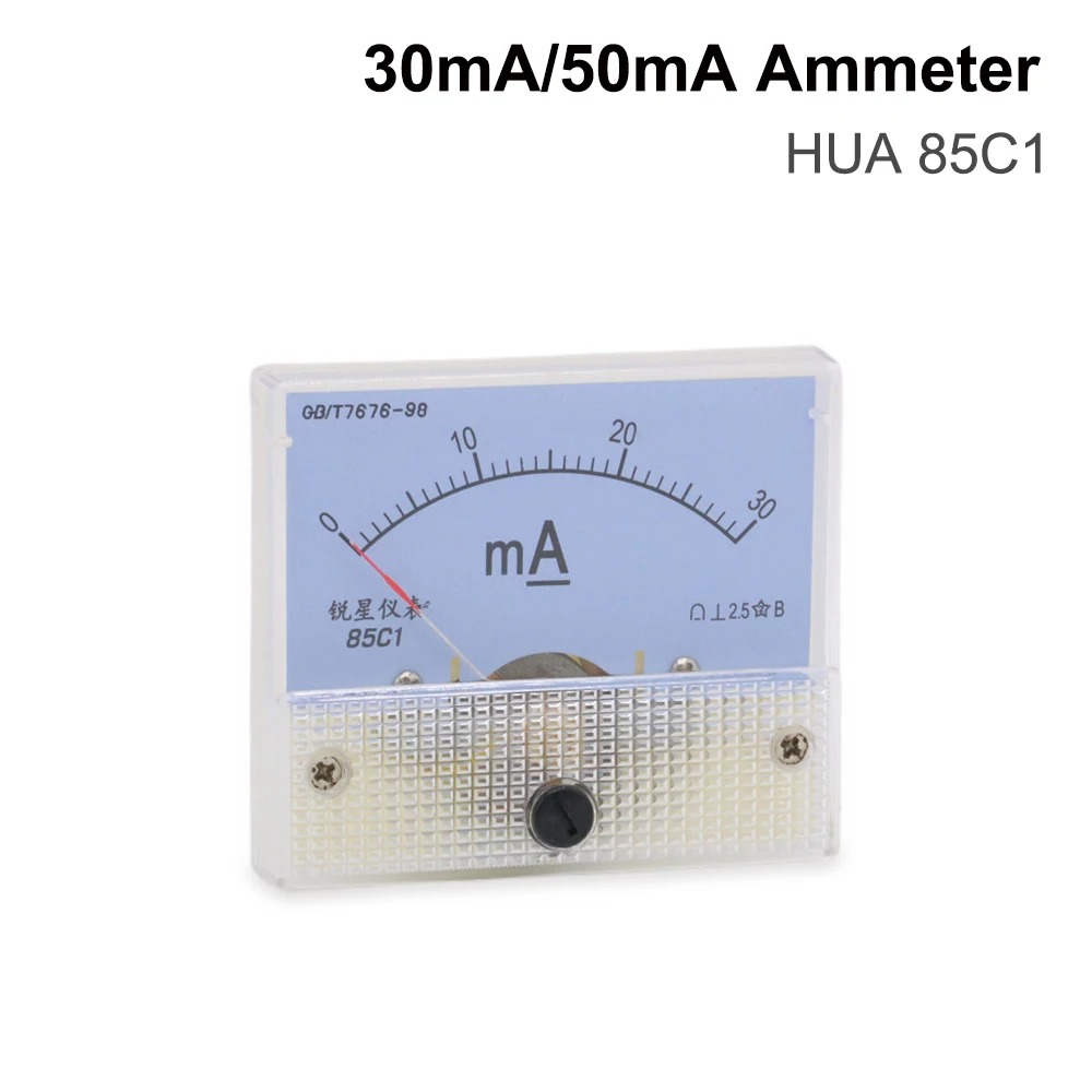 

30mA 50mA Ammeter HUA 85C1 DC 0-30mA 0-50mA Current Panel Amperometer Tester for CO2 Laser Engraving Machine