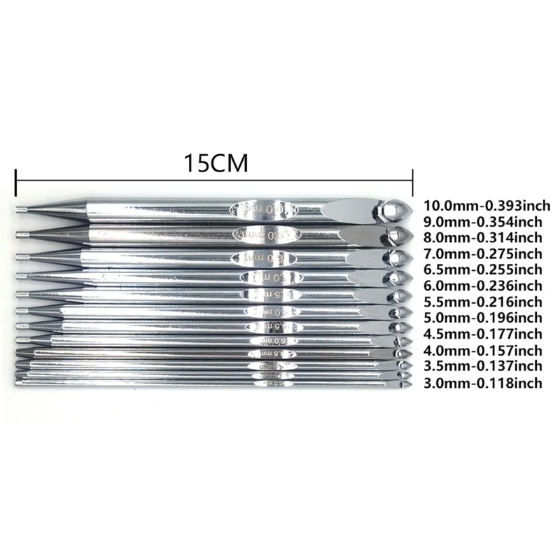 12 шт. афганский крючок из нержавеющей стали с кожаным чехлом для вязания плетения