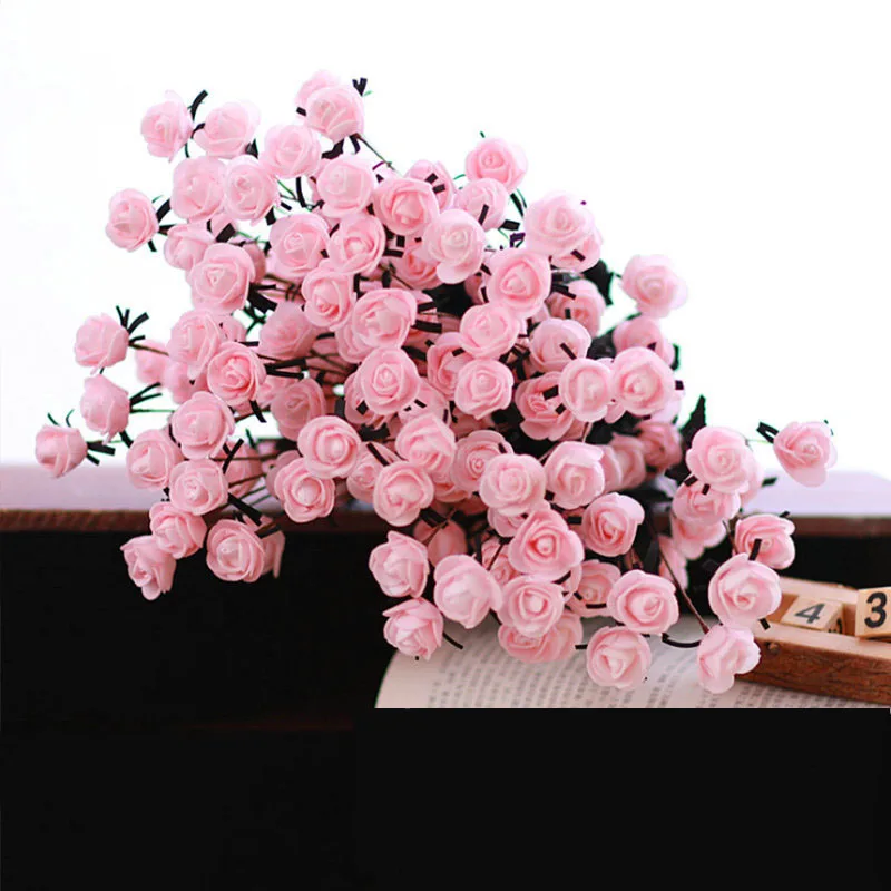 

15 Diamond Rose Simulation Bouquet Pastoral Simulation Flower Living Room Bedroom Decoration Flower Decoration Plastic Flower
