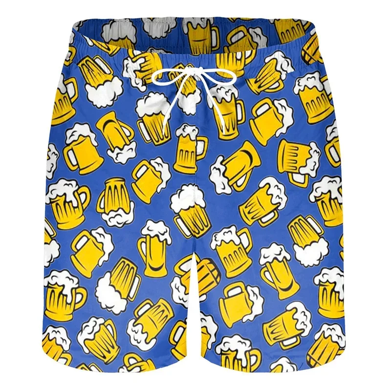 Шорты мужские пляжные быстросохнущие смешные с 3D-принтом пива для серфинга