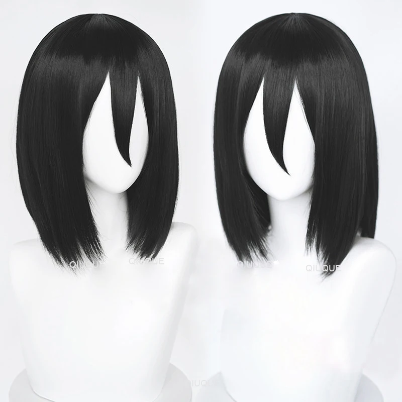 

Mikasa Ackerman Cosplay Wig Attack on Titan High Quality Black Straight Bob Heat Resistant Synthetic Hair Wigs + Wig Cap