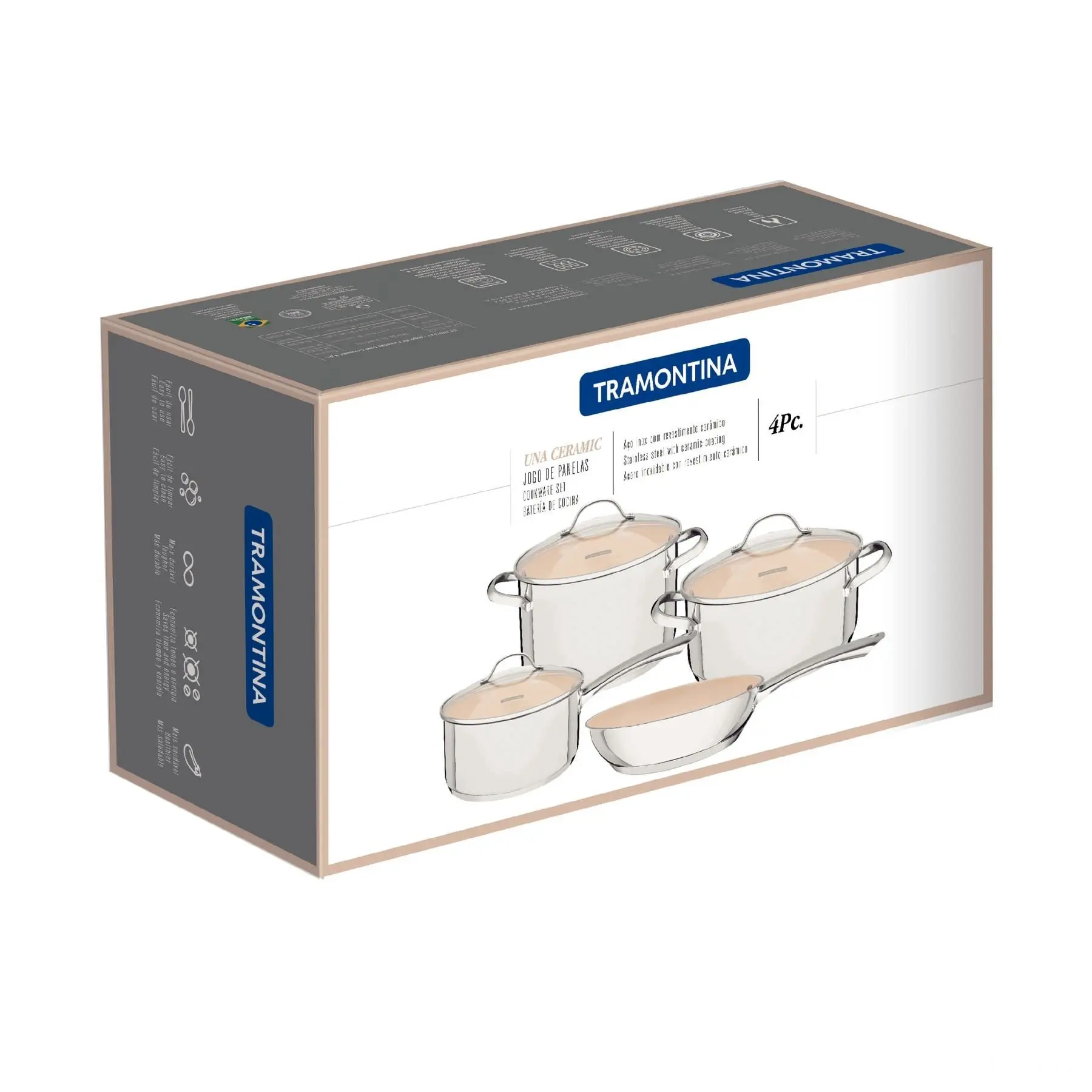 Набор керамической посуды Tramontina Una посуда из нержавеющей стали с тройным дном и