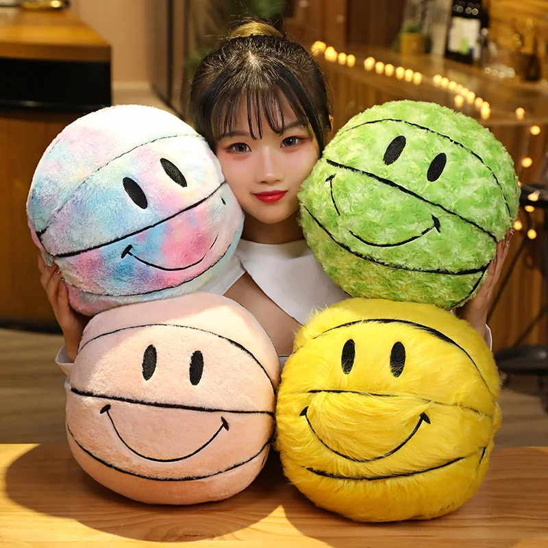 

30CM Creative Smile Ball Plush Toy Stuffed Cute Basketball Pillow Car Home Basketball Doll Smiley Ball Vent Throw Doll Pillow