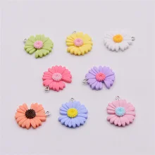 20Pcs Resin Daisy Flowers Pendant Decor Supplies Earring Necklace Jewelry Finding DIY Phone Case Car Key Chain Charm Accessories