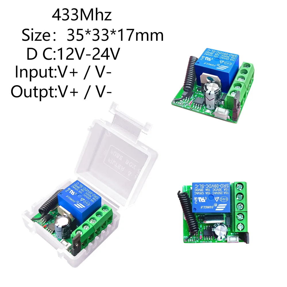 Diese RF 433 Mhz Universal Gate Remote Control Switch DC 12V 24V 10A Relay Receiver Mini Module Remote Control for Gate LED images - 6