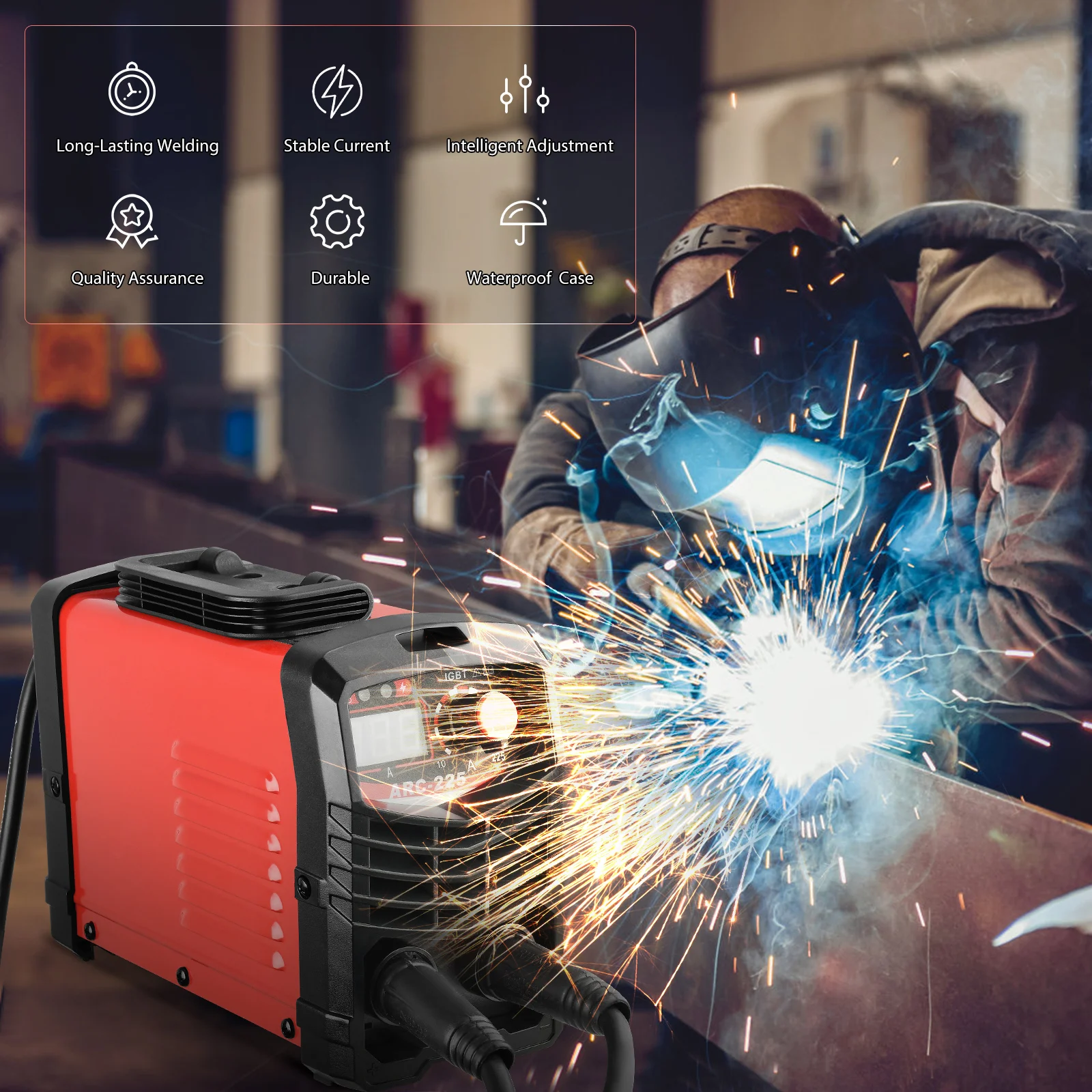 AC/DC 120A Welding Machine Kit IGBT Electric Inverter Welder LED Display Portable Welder Soldering Metal with 3M Working Clamp