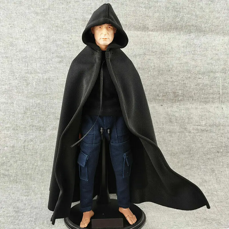 

G4-4 1/6 Black Handmade Cloak Cape (with wire can post) For 12" PH HT TBL Male Figure