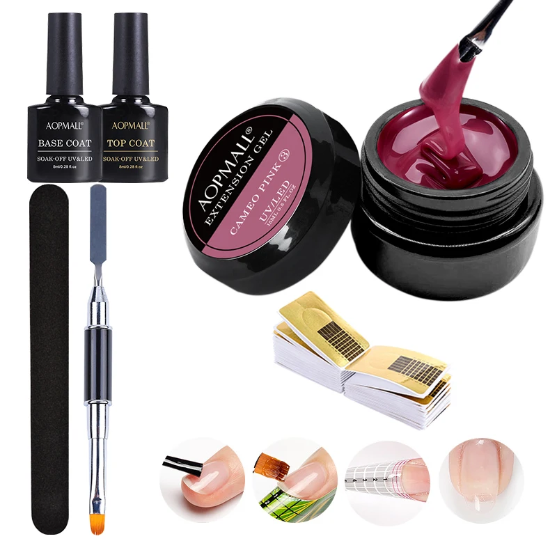 AOPMALL® Builder Nail Gels Kit For Nails Extenison Hard Gel Set With Base Top Coat Art Manicure for DIY At Home |