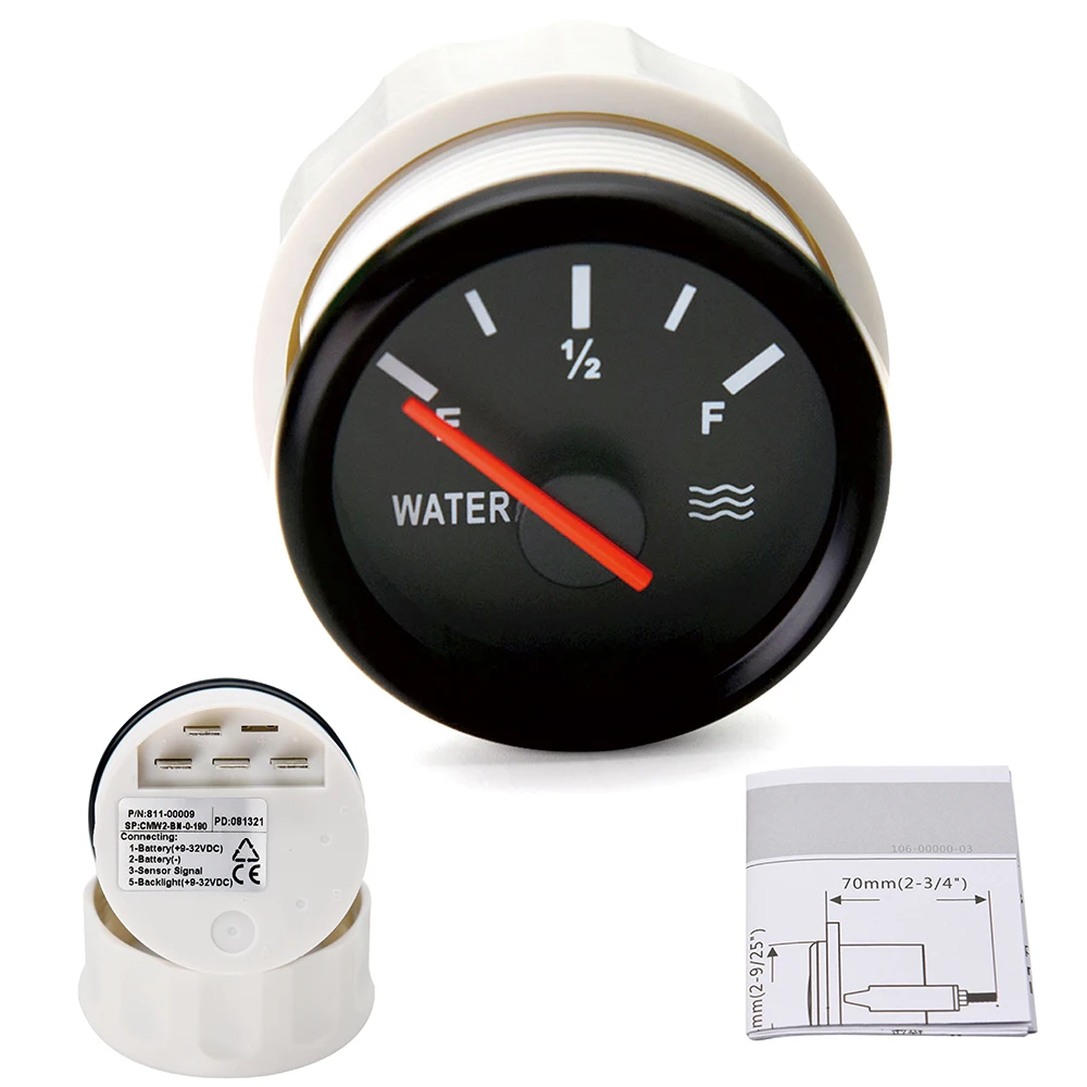 AD 52mm Waterproof Car Boat Fuel Gauge with Red Backlight for 0~190 ohm Water Level Sensor Universal Truck RV |