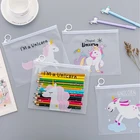 Чехол для карандашей и ручек с милым единорогом, прозрачный креативный держатель для файлов, подарок для детей, корейские Канцтовары, офисные школьные принадлежности