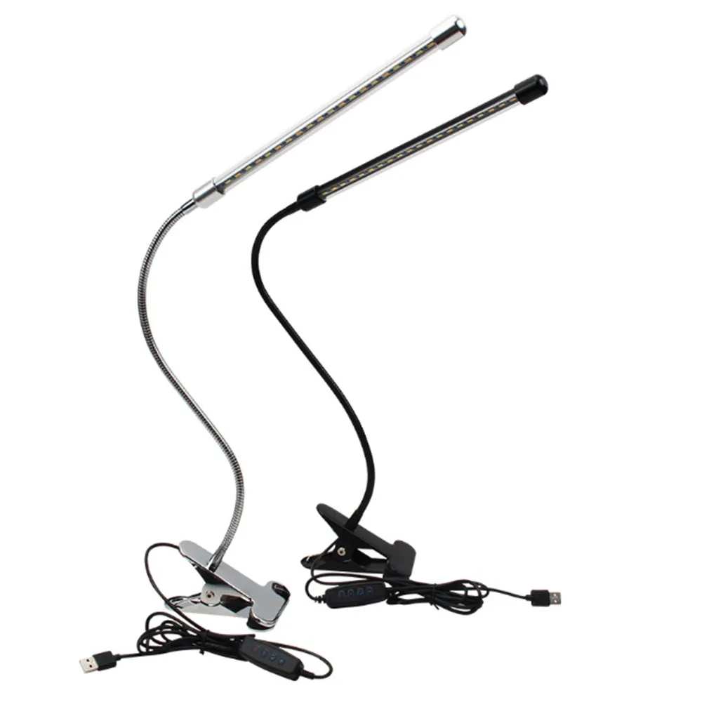 

LED Clip Reading Light Eye Protection 3 Colors Dimming Desk Lamp Flexible Hose Clamp Light