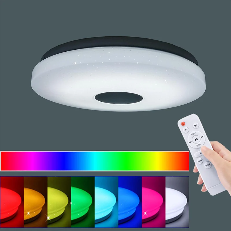 

Intelligent Ceiling Light RGB Home Lighting APP Remote Control Wifi 24W BT Music Bedroom Room Circular Music Ceiling Light