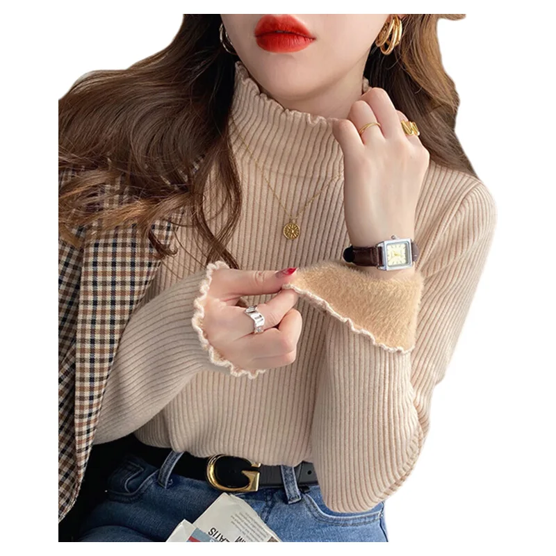 Свитер больших размеров для женщин на осень и зиму 2024 новая утолщенная нижняя