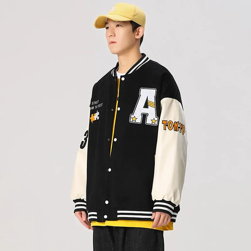 Осень 2023 новый стиль винтажная американская мужская бейсбольная майка кожаная