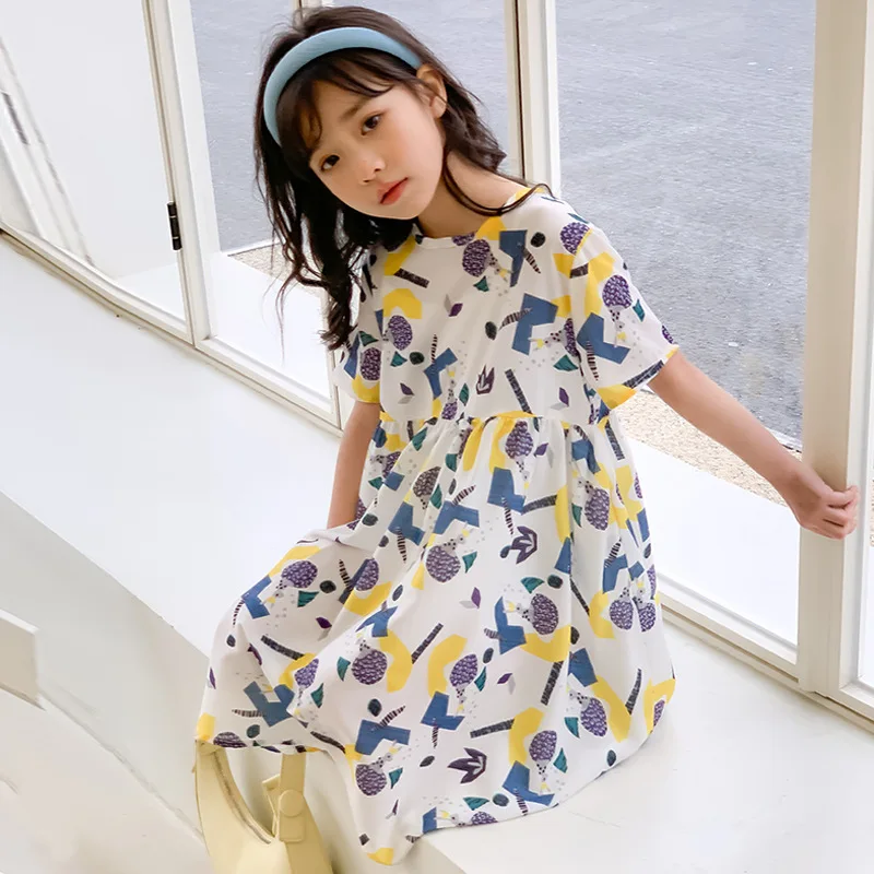 

2023 New Summer White Dress Kid Clothes Short Sleeve Children's Clothing Girl Dresses For 6 - 14 15 16 17 18 19 20 30 Years