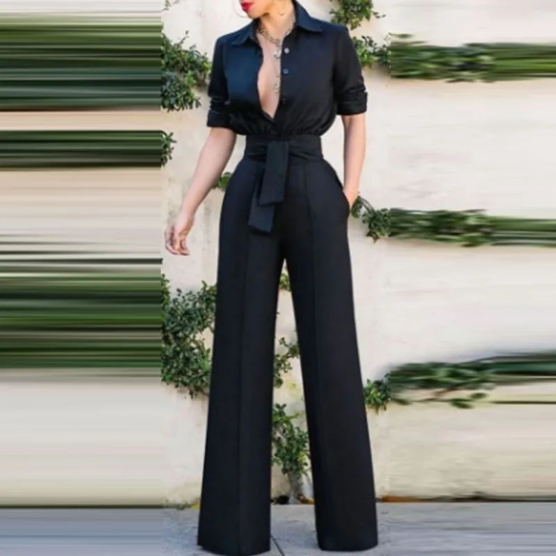 

FashionLong Sleeve Blouse Shirt And Bandage Belted Pants Suits Womens Casual Wide Leg Trousers Commute Set Lady Elegant Outfits