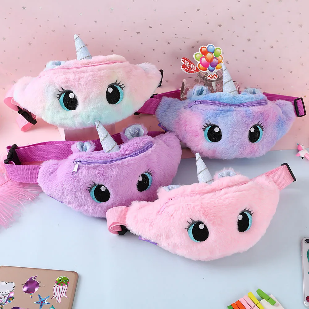 Children's Fanny Pack Cute Unicorn Toys Belt Gradient Color Chest Bag Cartoon Coin Purse Travel Chest Bag Girls Waist Bag
