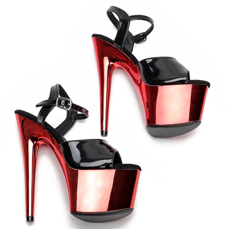 Leecabe 17CM/7Inch patent upper  sexy exotic shinny platform High Heels  Pole Dancing sandals Shoes