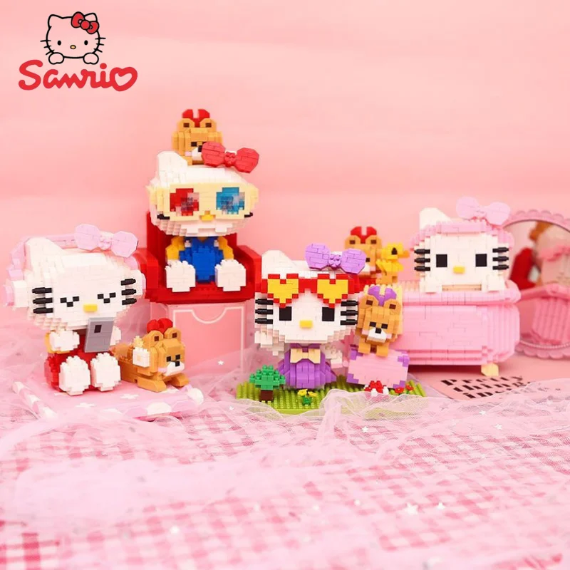 

Hello Kitty My melody Sanrio new animation peripheral kawaii cartoon building blocks assembled toys creative diy decoration gift