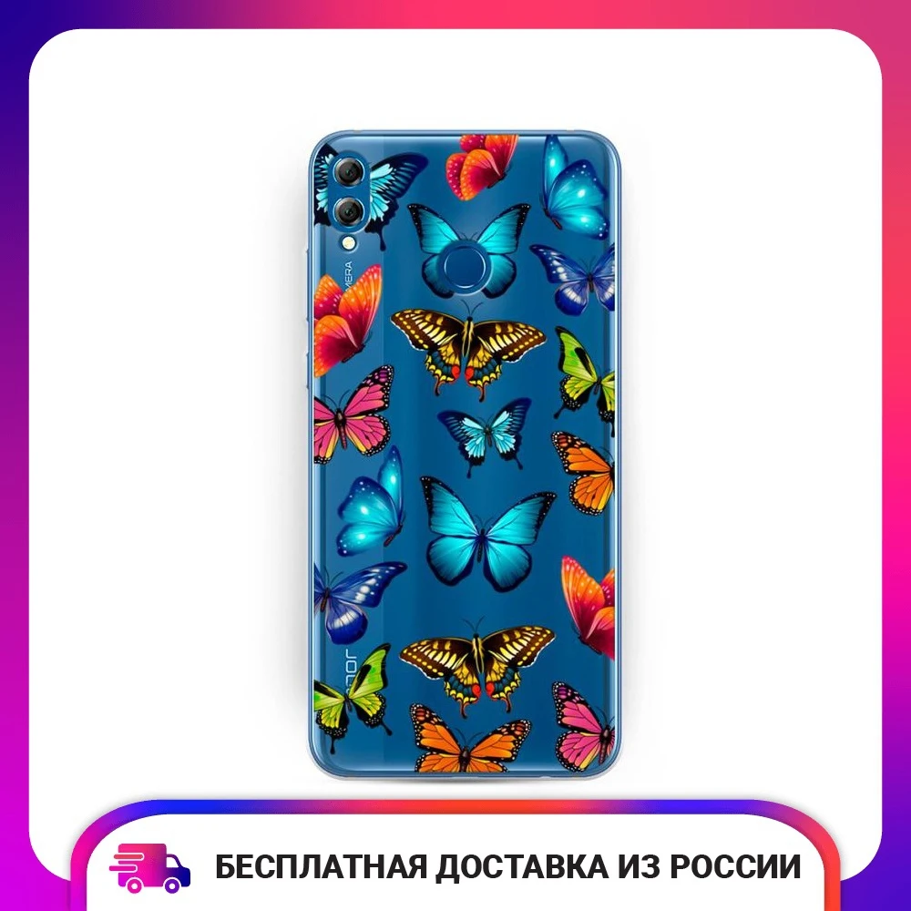 Чехол силиконовый для Huawei Honor 8X Разные бабочки защитный тонкий мягкий