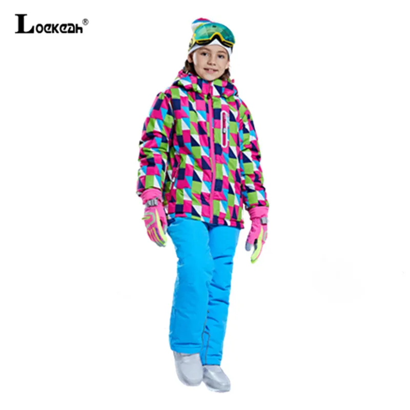 

Boy Girl Windproof Skiing Suites -30 Winter Waterproof Childrens Warm Snowboard Sets Outdoor Hooded Fleece Skiing Jacket Pant