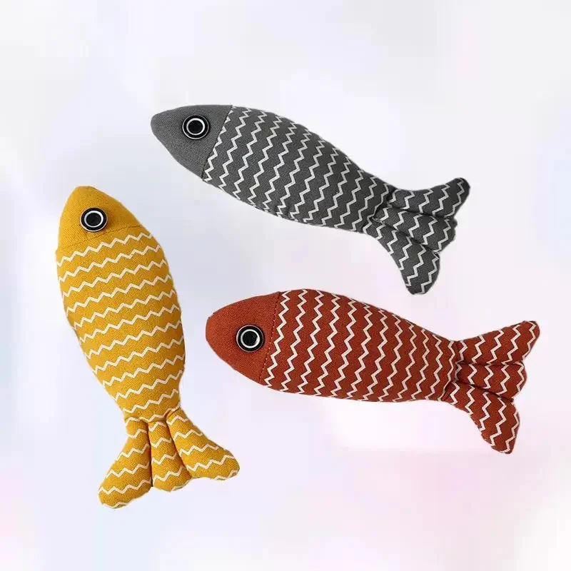 

Fish Cotton Linen Pillow with Catnip, Cat Training Entertainment Toys, Interactive Pet Chew Toys