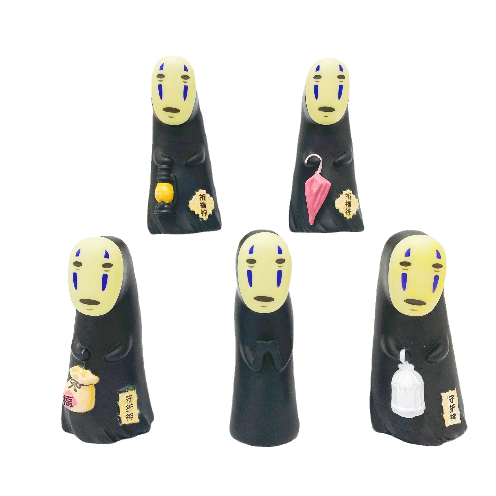 

5Pcs/Set Cartoon Spirited Away 3D No Face Man Vinyl Action Figure Miyazaki Hayao Anime Model Decoration Doll Kids Toys