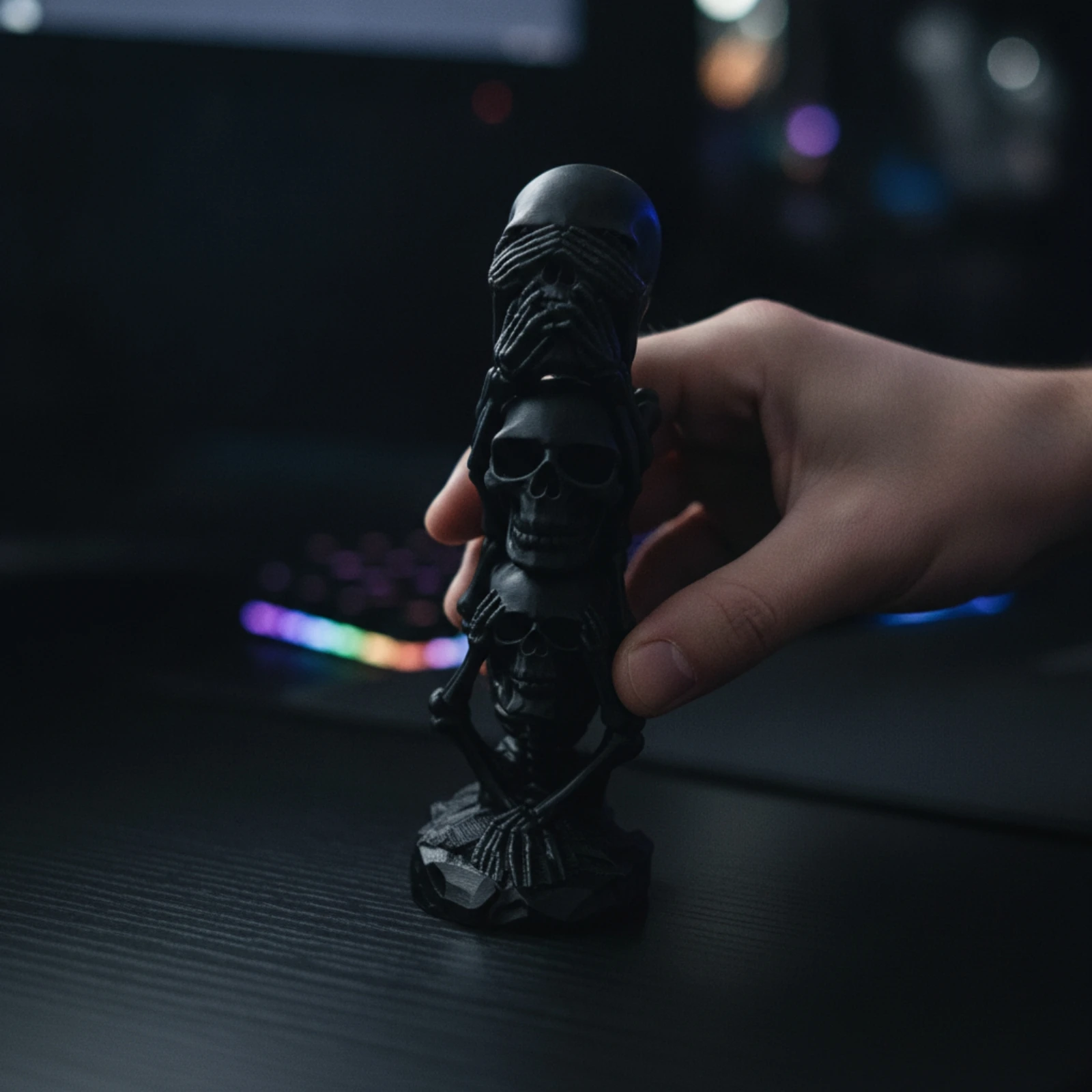Фото Скульптура из 3D-печатных черепов, готическая фигурка-скелет, украшение для готов, на стол, полку №5