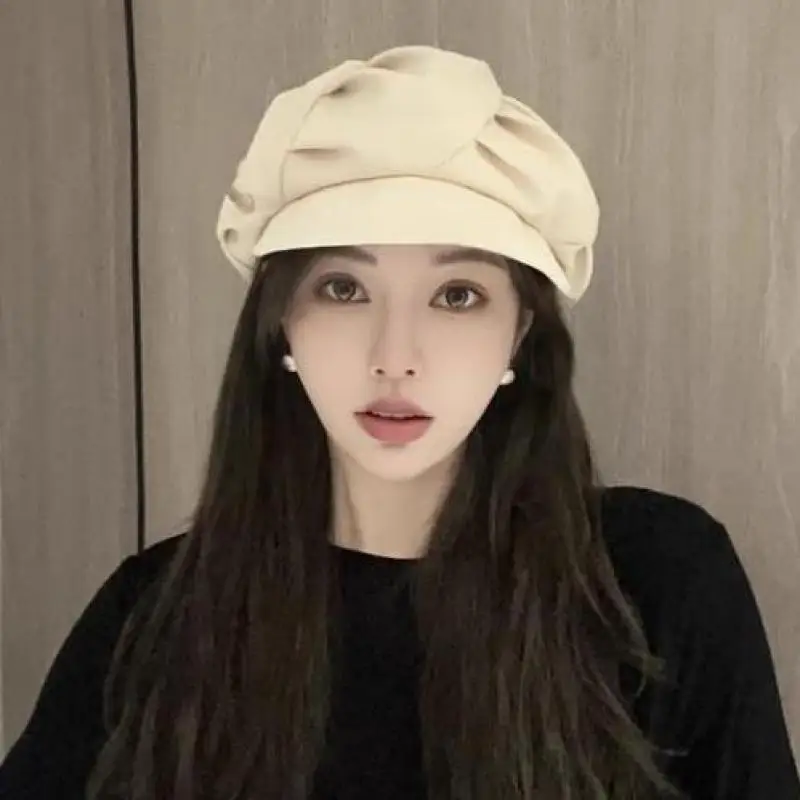Женский восьмиугольный берет однотонный Ретро Простой корейский стиль