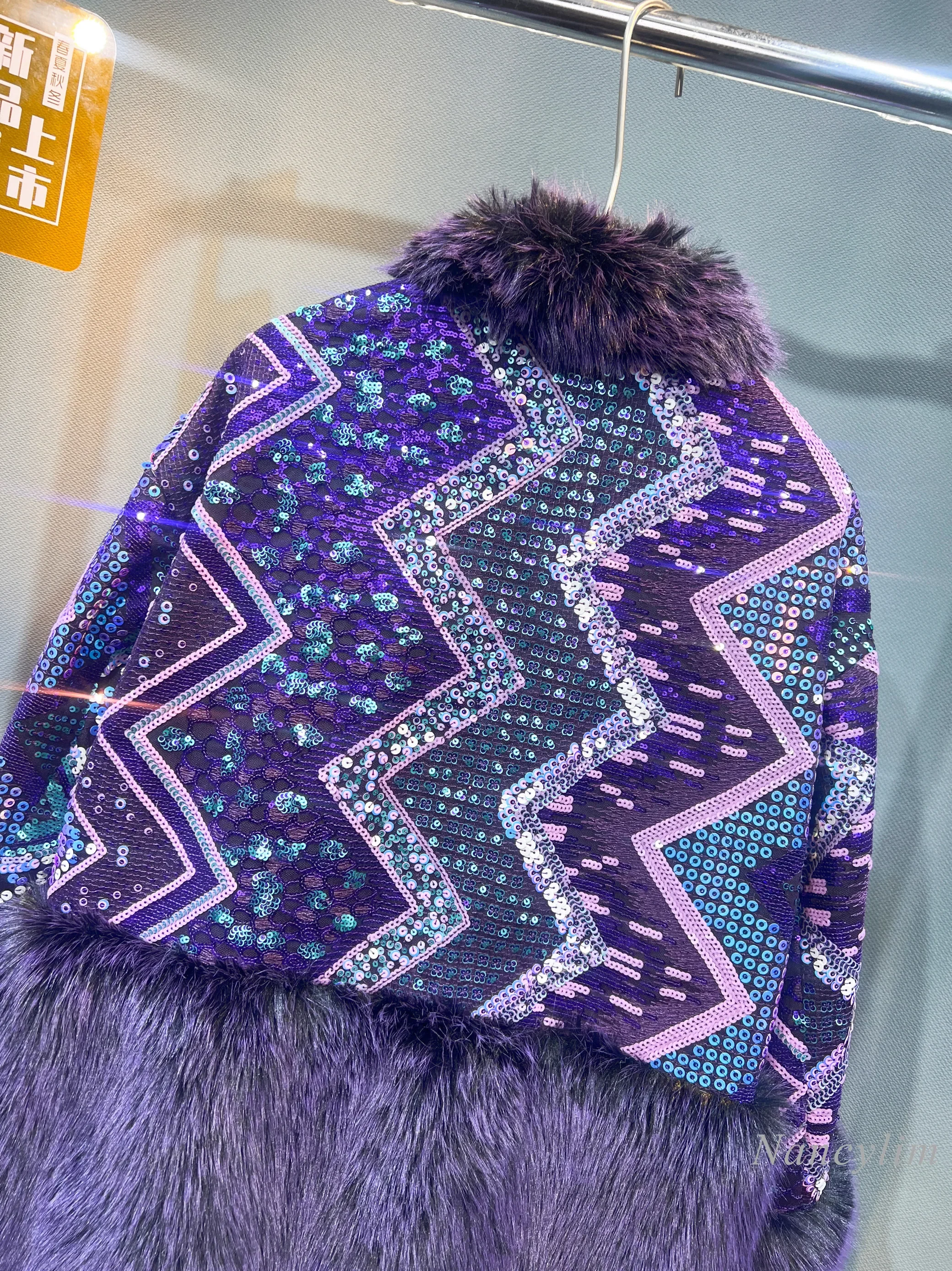 Женская шуба из искусственного меха в европейском стиле 2024 зимняя роскошная