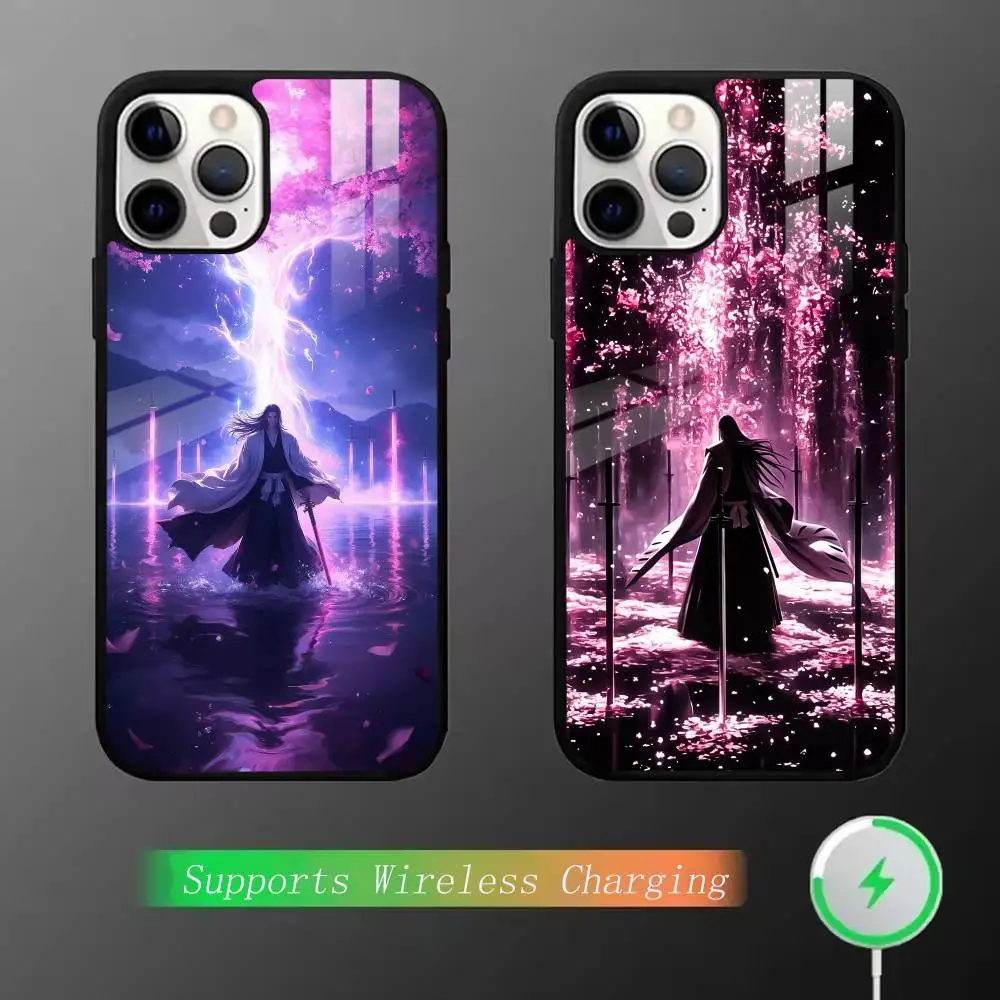 Фото Эпический аниме-чехол B-BLEACH B-Byakuya Kuchiki для iPhone с магнитным креплением, подходит для моделей 15, 16, 17, 14, 13, 12, 11 Plus, Pro, с поддержкой беспроводной зарядки. №1