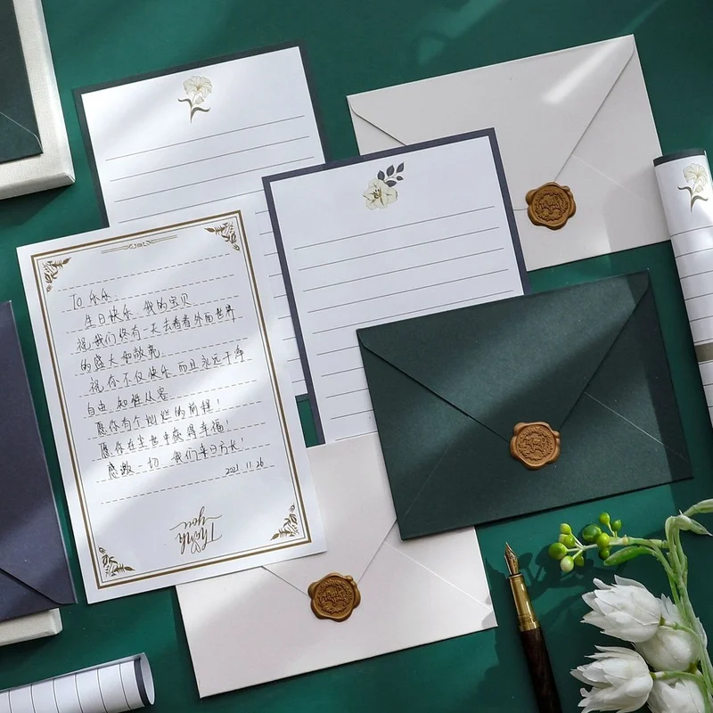

Retro Oil Painting Linen Texture Envelope Stationery Set Office Stationery Card Wedding Invitation Envelope Fire Paint Chapter