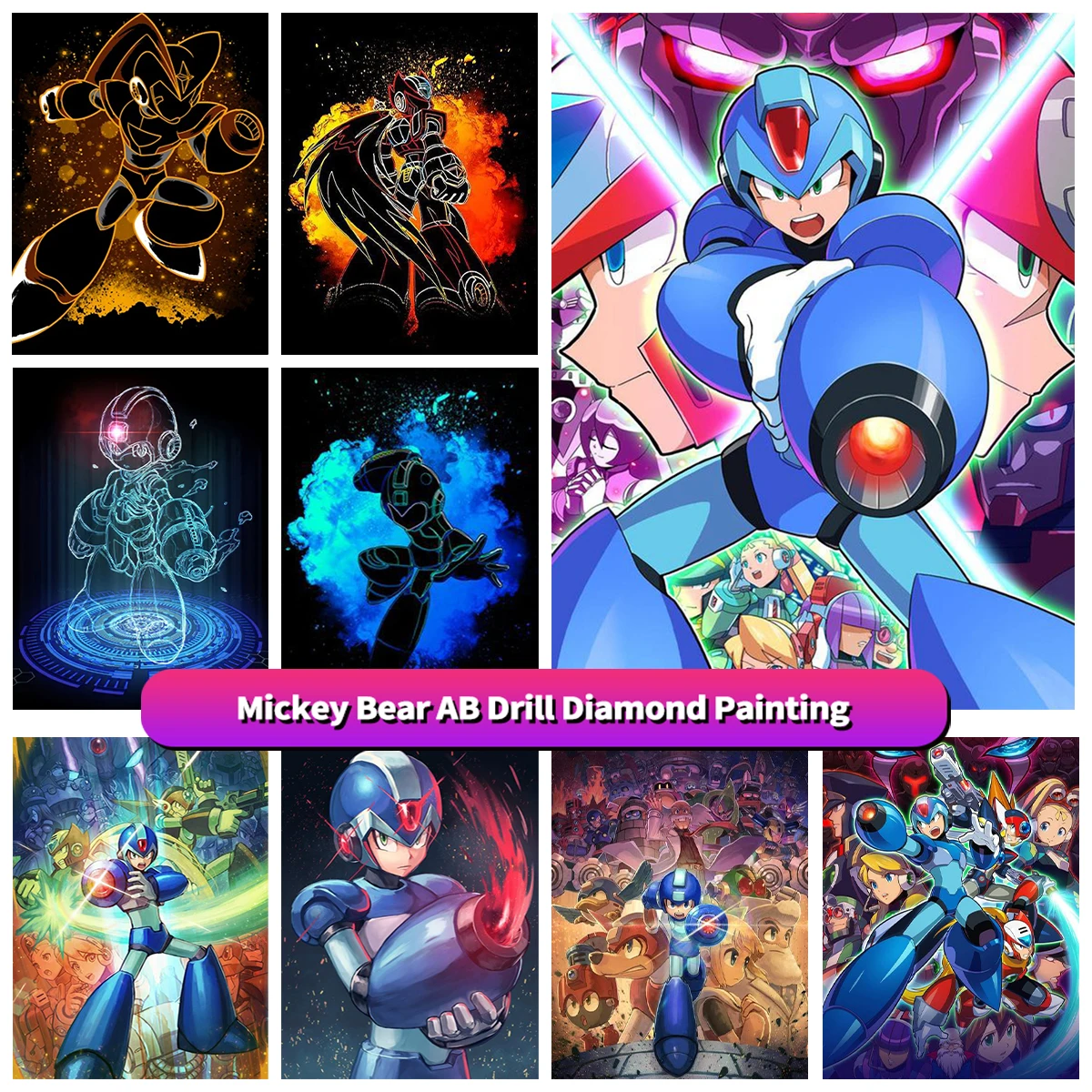 

Game Poster 5D Diamond Painting Kit Mega Man Pixel Art Rockman Crystal Cross Stitch Embroidery Module Home Decor Gifts for Boys