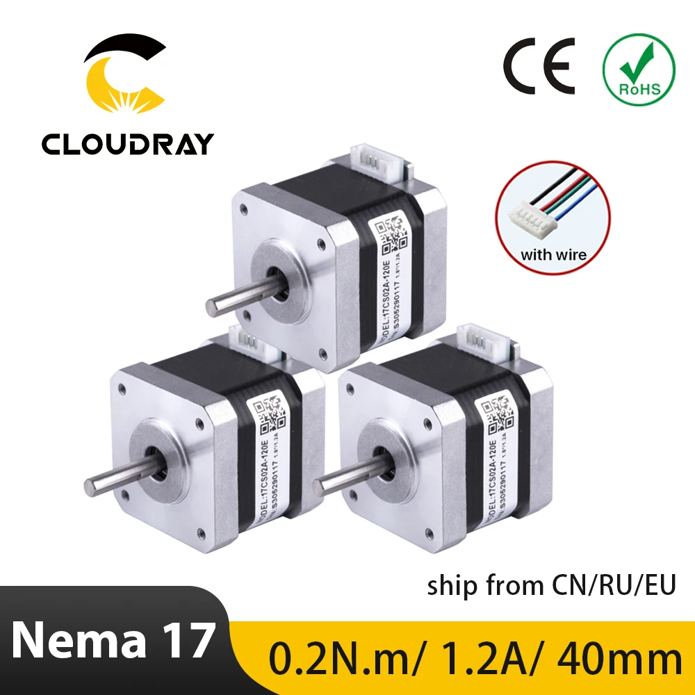 Cloudray Nema17 Motor Deslizante de Fases 0.2n. M1.2a 40 mm com Diâmetro do Eixo de mm para Impressora 3d Cnc Xyz