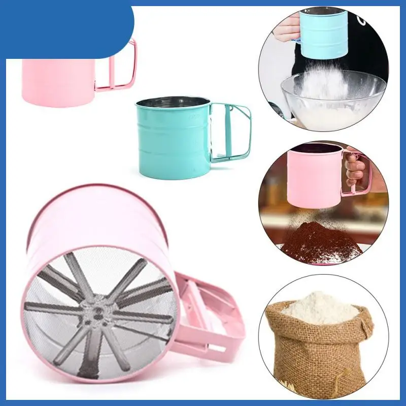 

1 Pcs Hand-pressed Sifters Handheld Flour Shaker Stainless Steel Mesh Sieve Cup Powder Flour Sieve Icing Sugar Bake Pastry Tool