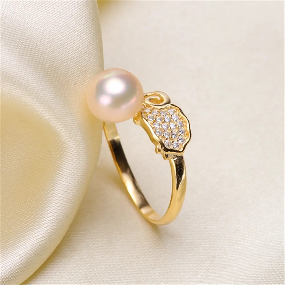 

Classic Pearl Ring Settings Resizable Accessories 925 Silver Half Hole Bead Inlay For Women DIY Handmade Ring Making No Pearl