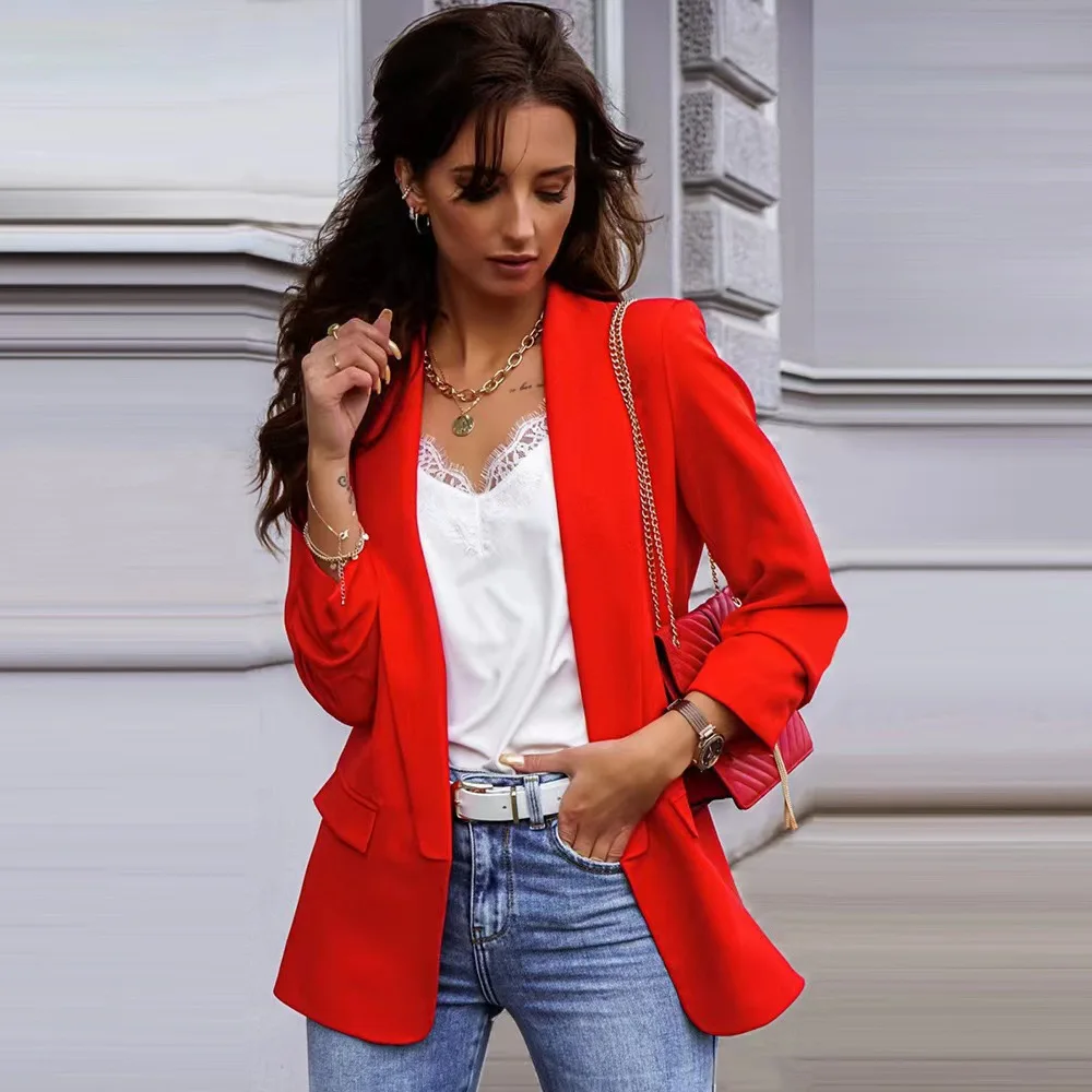 

Elegant Business Lady Jackets Coat Spring Autumn Women Full Sleeve Work Blazer Female Jacket Casual Office Ladies Blazer Tops