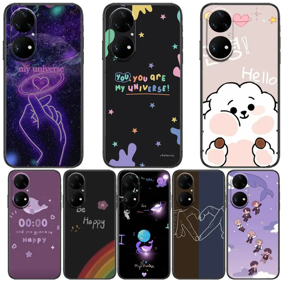 

S-simple beauty Phone Case For Huawei p50 P40 p30 P20 10 9 8 Lite E Pro Plus Black Etui Coque Painting Hoesjes comic fas