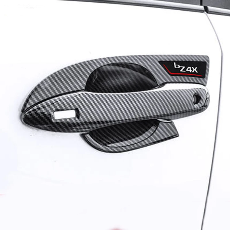 

For Toyota BZ4X 2022 2023 ABS Carbon Fiber Car Door Handle Cover Trim Side Door Grab Doorknob Handle Bowl Exterior Dec