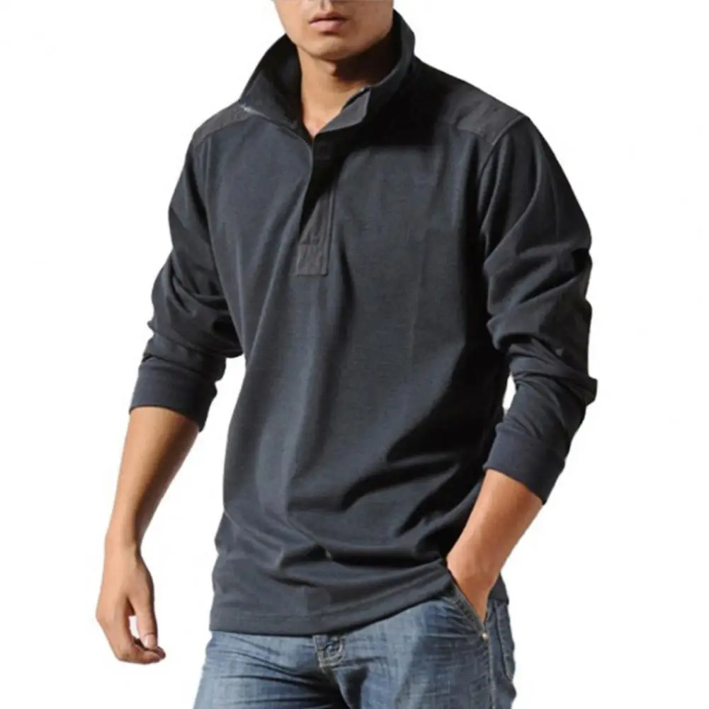 

Рубашка-поло мужская с воротником-стойкой, свободная тактическая блуза в стиле милитари, деловая рубашка-поло для отдыха, Осенний Топ