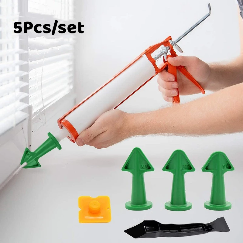 

5Pc Caulking Nozzle Applicator Finishing Tool Spatula Plastic Glue Shovel Tile Brick Joints Floor Silicone Remover Hand Tool Set