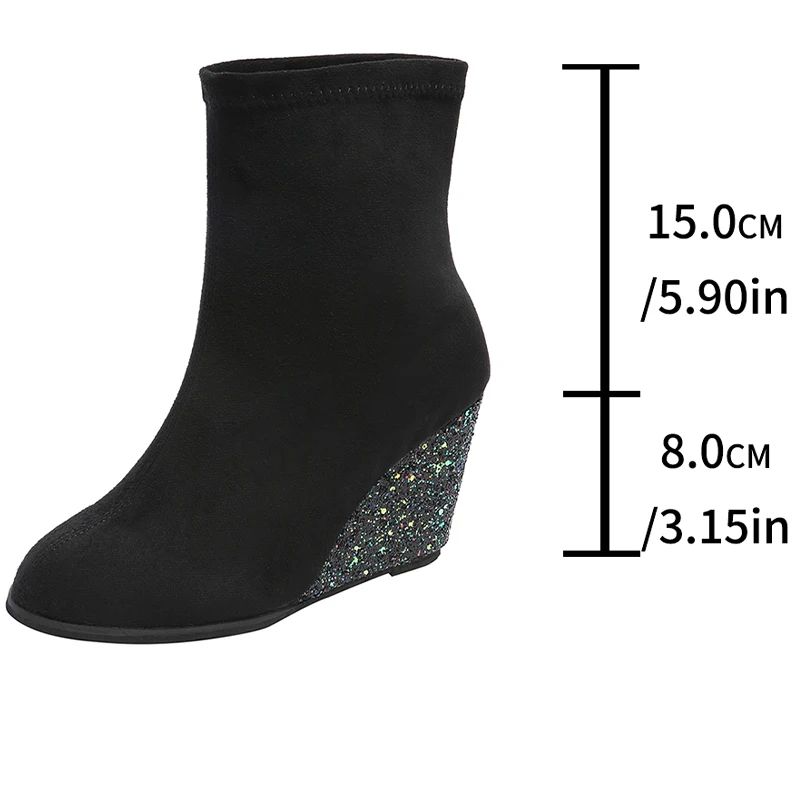 2024 Дизайнерские женские ботильоны на танкетке замшевая обувь каблуке зимние